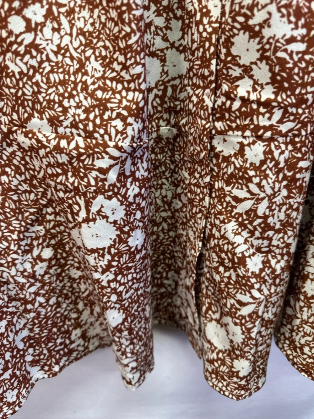 The Main Street Exchange Women’s Maxi Floral Skirt Brown Base White floral L NWT - Picture 13 of 15